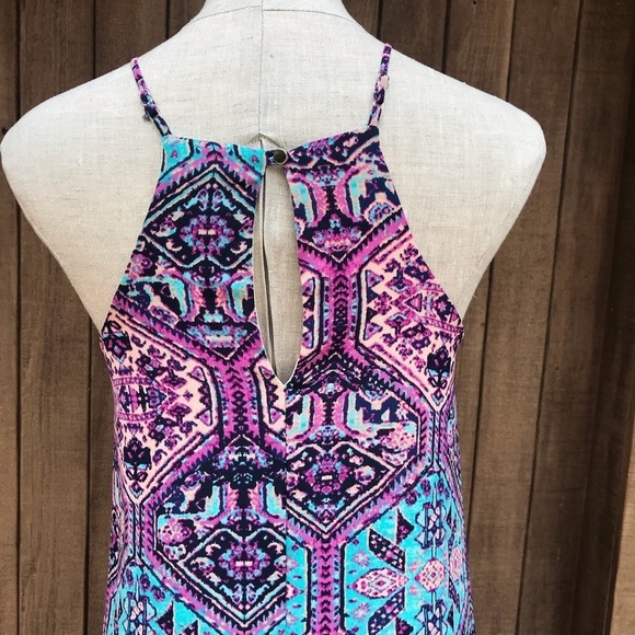 Everly Aztec Print Maxi Dress Small Teal Purple - Picture 7 of 8